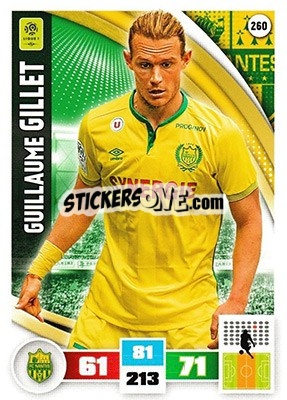 Sticker Guillaume Gillet - Foot 2016-2017. Adrenalyn Xl n. 260 - Panini