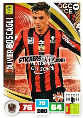 Sticker Olivier Boscagli - Foot 2016-2017. Adrenalyn Xl n. 283 - Panini