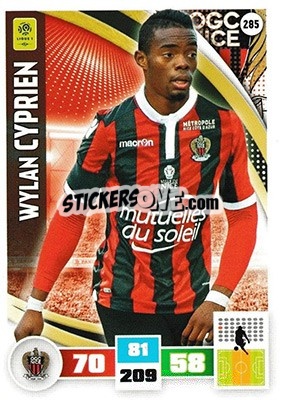 Sticker Wylan Cyprien - Foot 2016-2017. Adrenalyn Xl n. 285 - Panini