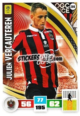 Sticker Julien Vercauteren - Foot 2016-2017. Adrenalyn Xl - Panini