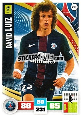 Sticker David Luiz - Foot 2016-2017. Adrenalyn Xl n. 291 - Panini