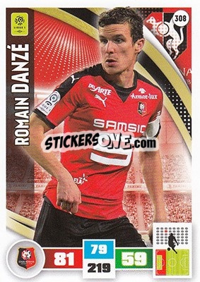 Sticker Romain Danzé - Foot 2016-2017. Adrenalyn Xl n. 308 - Panini
