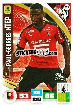 Sticker Paul-Georges Ntep - Foot 2016-2017. Adrenalyn Xl n. 315 - Panini