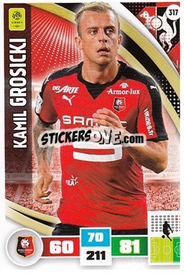Sticker Kamil Grosicki - Foot 2016-2017. Adrenalyn Xl n. 317 - Panini
