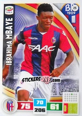Sticker Ibrahima Mbaye - Calciatori 2016-2017. Adrenalyn XL n. 25 - Panini