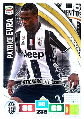 Sticker Patrice Evra - Calciatori 2016-2017. Adrenalyn XL - Panini