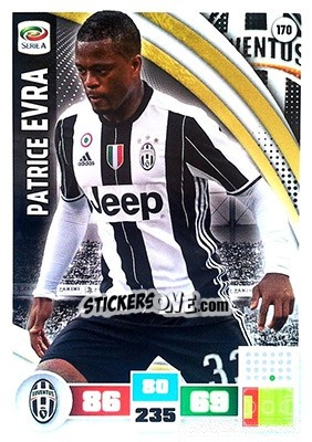 Sticker Patrice Evra - Calciatori 2016-2017. Adrenalyn XL n. 170 - Panini