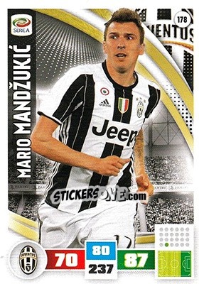Sticker Mario Mandžukic - Calciatori 2016-2017. Adrenalyn XL n. 178 - Panini