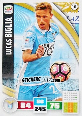 Sticker Lucas Biglia - Calciatori 2016-2017. Adrenalyn XL n. 191 - Panini