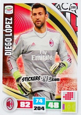 Cromo Diego López - Calciatori 2016-2017. Adrenalyn XL - Panini