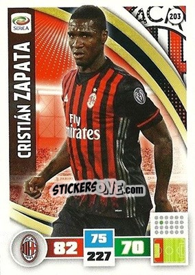 Sticker Cristián Zapata - Calciatori 2016-2017. Adrenalyn XL n. 203 - Panini