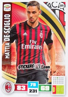 Sticker Mattia De Sciglio - Calciatori 2016-2017. Adrenalyn XL n. 205 - Panini