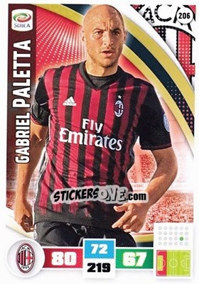Sticker Gabriel Paletta - Calciatori 2016-2017. Adrenalyn XL n. 206 - Panini