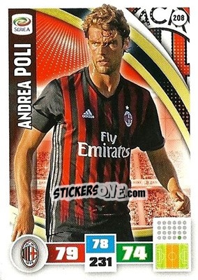 Sticker Andrea Poli - Calciatori 2016-2017. Adrenalyn XL n. 208 - Panini