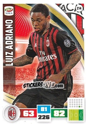 Figurina Luiz Adriano - Calciatori 2016-2017. Adrenalyn XL - Panini