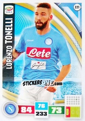 Sticker Lorenzo Tonelli - Calciatori 2016-2017. Adrenalyn XL n. 221 - Panini