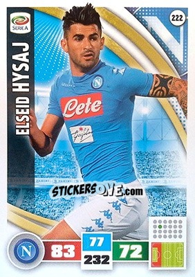 Sticker Elseid Hysaj - Calciatori 2016-2017. Adrenalyn XL n. 222 - Panini