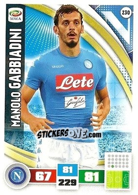 Sticker Manolo Gabbiadini - Calciatori 2016-2017. Adrenalyn XL n. 230 - Panini