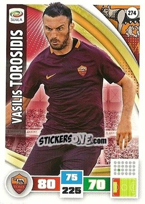 Sticker Vasilīs Torosidīs - Calciatori 2016-2017. Adrenalyn XL n. 274 - Panini