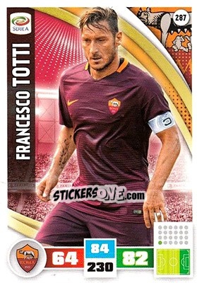Sticker Francesco Totti - Calciatori 2016-2017. Adrenalyn XL n. 287 - Panini