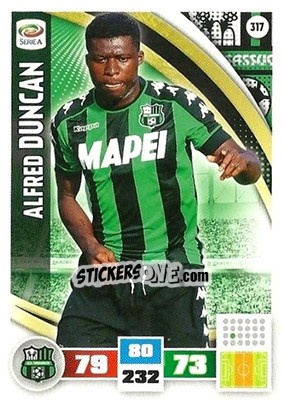 Sticker Alfred Duncan - Calciatori 2016-2017. Adrenalyn XL n. 317 - Panini