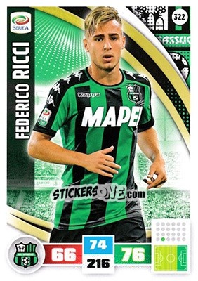 Sticker Federico Ricci - Calciatori 2016-2017. Adrenalyn XL n. 322a - Panini