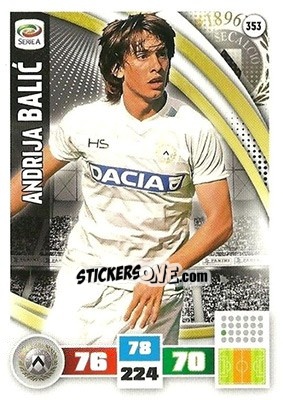 Sticker Andrija Balic - Calciatori 2016-2017. Adrenalyn XL n. 353 - Panini