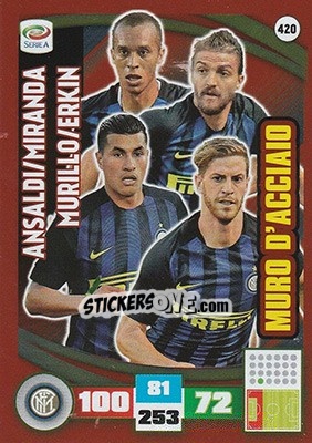Sticker Ansaldi / Miranda / Murillo / Erkin - Calciatori 2016-2017. Adrenalyn XL n. 420 - Panini