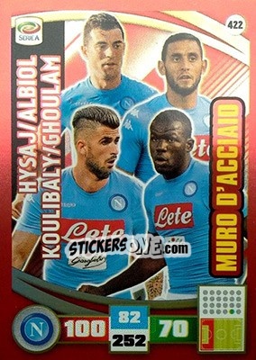Sticker Hysaj / Albiol / Koulibaly / Ghoulam - Calciatori 2016-2017. Adrenalyn XL n. 422 - Panini