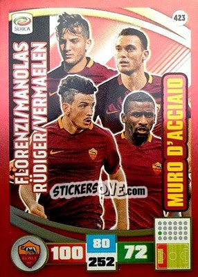 Sticker Florenzi / Manolas / Rüdiger / Vermaelen - Calciatori 2016-2017. Adrenalyn XL n. 423 - Panini