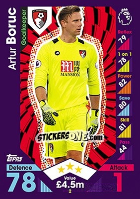 Sticker Artur Boruc - English Premier League 2016-2017. Match Attax - Topps
