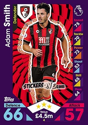 Figurina Adam Smith - English Premier League 2016-2017. Match Attax - Topps