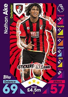Sticker Nathan Ake - English Premier League 2016-2017. Match Attax - Topps
