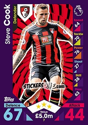 Figurina Steve Cook - English Premier League 2016-2017. Match Attax - Topps