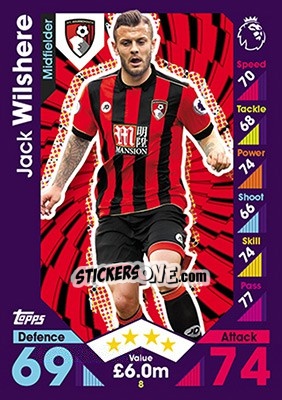 Sticker Jack Wilshere - English Premier League 2016-2017. Match Attax n. 8 - Topps