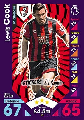 Cromo Lewis Cook - English Premier League 2016-2017. Match Attax - Topps