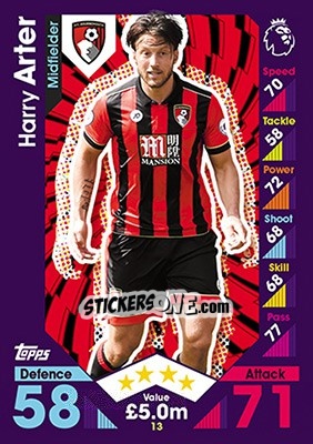Sticker Harry Arter - English Premier League 2016-2017. Match Attax - Topps