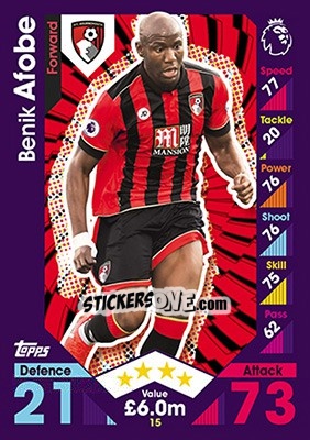 Sticker Benik Afobe - English Premier League 2016-2017. Match Attax - Topps