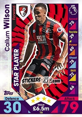 Sticker Callum Wilson - English Premier League 2016-2017. Match Attax - Topps