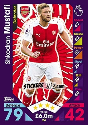 Sticker Shkodran Mustafi - English Premier League 2016-2017. Match Attax - Topps