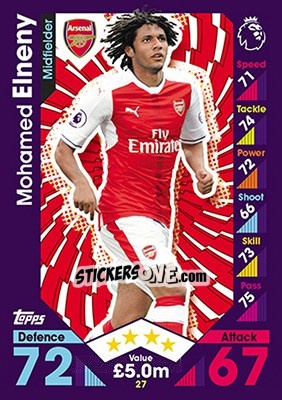 Sticker Mohamed Elneny - English Premier League 2016-2017. Match Attax n. 27 - Topps