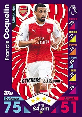 Sticker Francis Coquelin - English Premier League 2016-2017. Match Attax - Topps