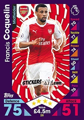 Figurina Francis Coquelin - English Premier League 2016-2017. Match Attax - Topps