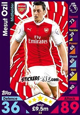 Sticker Mesut Ozil - English Premier League 2016-2017. Match Attax n. 32 - Topps