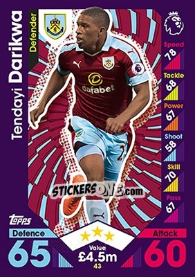 Sticker Tendayi Darikwa - English Premier League 2016-2017. Match Attax - Topps