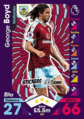 Cromo George Boyd - English Premier League 2016-2017. Match Attax - Topps