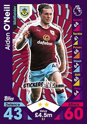 Figurina Aiden O'Neill - English Premier League 2016-2017. Match Attax - Topps