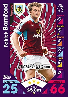 Sticker Patrick Bamford - English Premier League 2016-2017. Match Attax - Topps