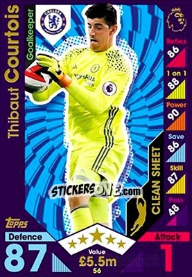 Sticker Thibaut Courtois - English Premier League 2016-2017. Match Attax n. 56 - Topps