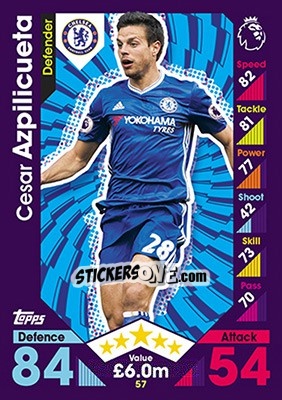 Sticker Cesar Azpilicueta - English Premier League 2016-2017. Match Attax - Topps